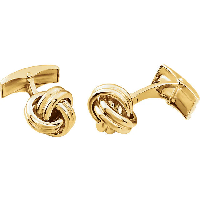 Men’s Cufflinks- 14K White or Yellow Gold Tight Knot Design - Image 5