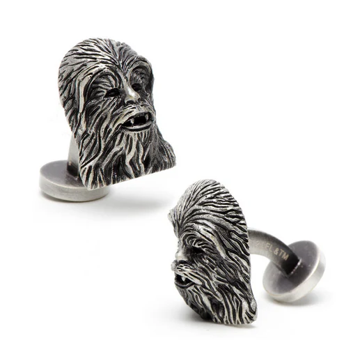 Men’s Cufflinks- 3D Palladium Plated Chewbacca (Licensed Star Wars®) - Image 3