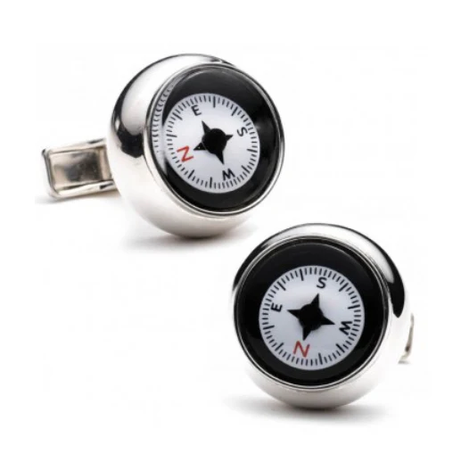Men’s Cufflinks- 3D Sterling Silver Compass Design (Functional) - Image 3