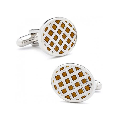 Men’s Cufflinks- Amber Quilted Circles - Image 2
