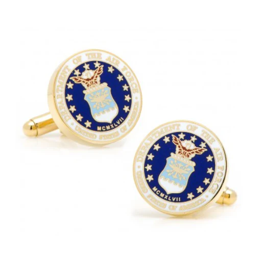 Men’s Cufflinks- Armed Forces Gold Plated with Enamel (Air Force) - Image 2