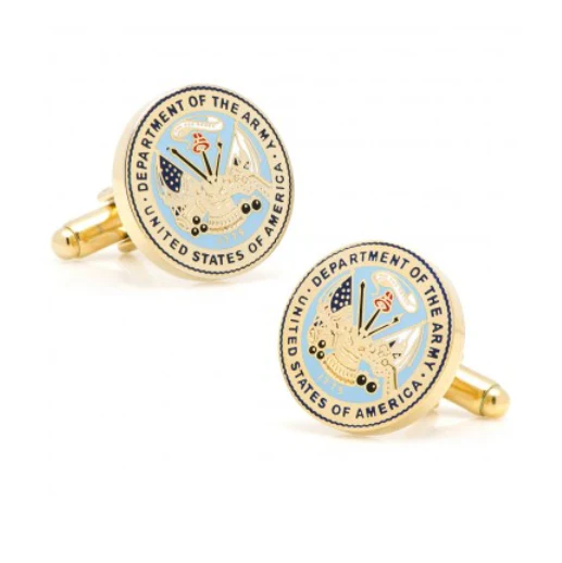 Men’s Cufflinks- Armed Forces Gold Plated with Enamel (Army) - Image 2