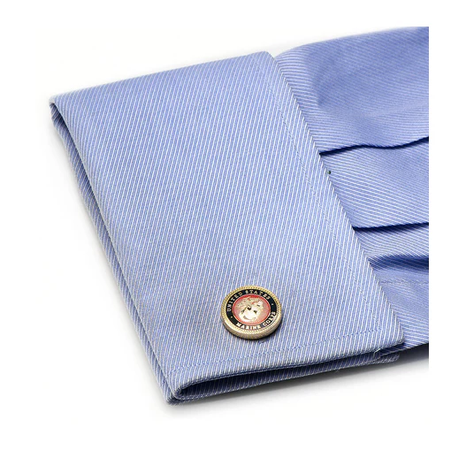 Men’s Cufflinks- Armed Forces Gold Plated with Enamel (Marine Corps) - Image 4