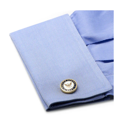 Men’s Cufflinks- Armed Forces Gold Plated with Enamel (Navy) - Image 4