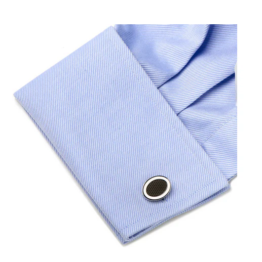 Men’s Cufflinks- Black and White Oval Outlines - Image 4