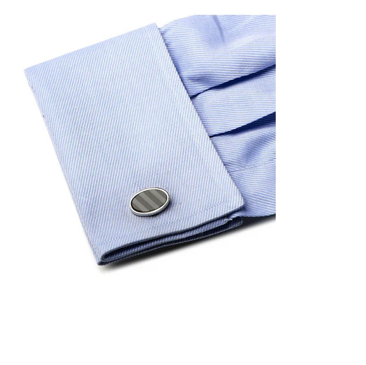 Men’s Cufflinks- Black/Grey Hematite & Onyx Diagonal Striped - Image 4