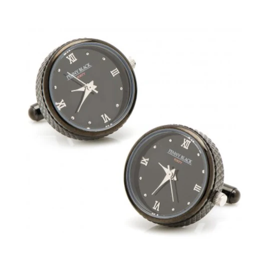 Men’s Cufflinks- Stainless Steel Functional Watch (Black) - Image 2