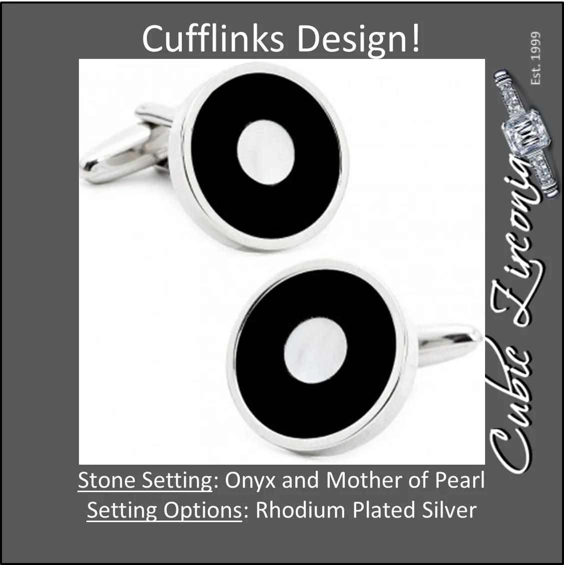 Men’s Cufflinks- Black/White Onyx and Mother of Pearl Bullseyes