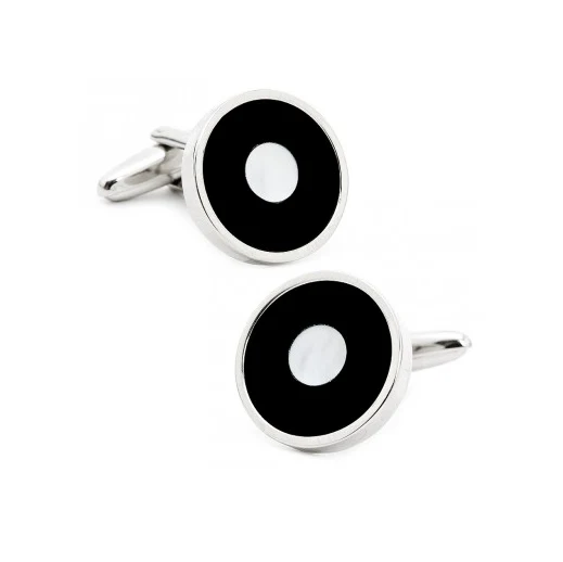 Men’s Cufflinks- Black/White Onyx and Mother of Pearl Bullseyes - Image 2