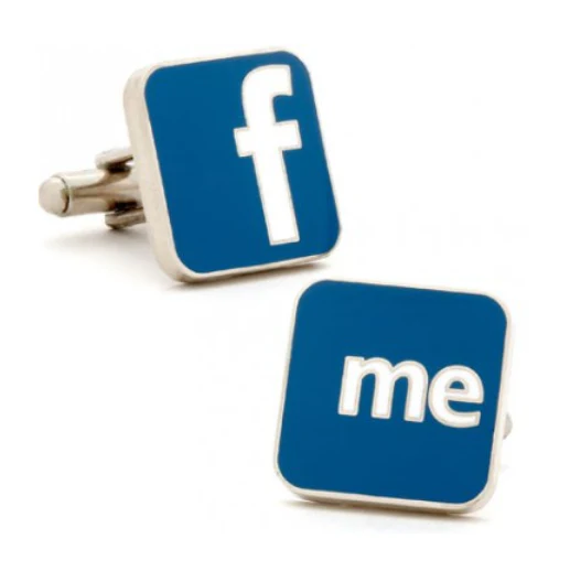Men’s Cufflinks- Blue and White Enamel "F Me" Style - Image 2