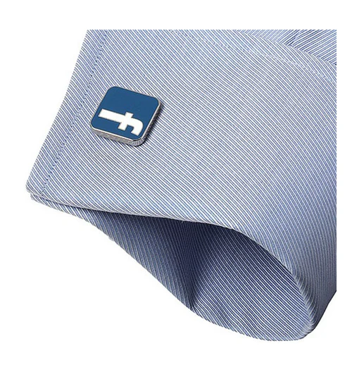 Men’s Cufflinks- Blue and White Enamel "F Me" Style - Image 3