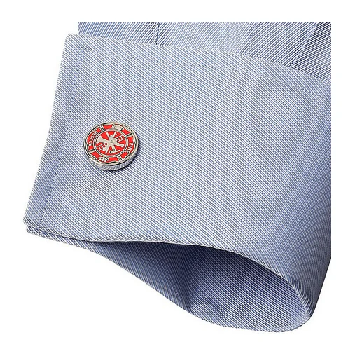Men’s Cufflinks- Bright Red Fireman's Shields - Image 3
