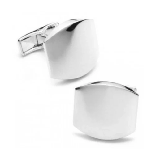 Men’s Cufflinks- Classic Sterling Silver Engravable Curved Squares - Image 3
