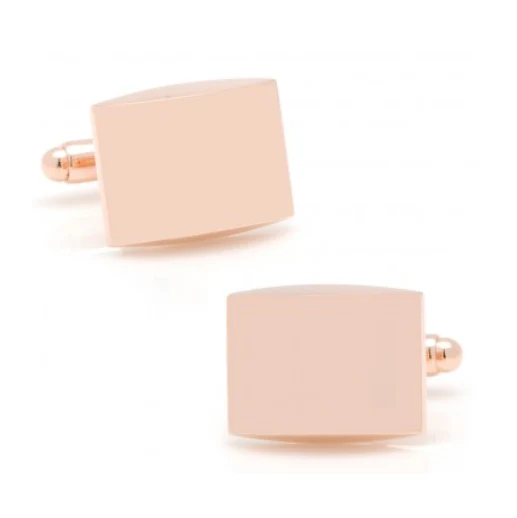Men’s Cufflinks- Curved Stainless Steel Rectangles with Rose Gold Plating - Image 2