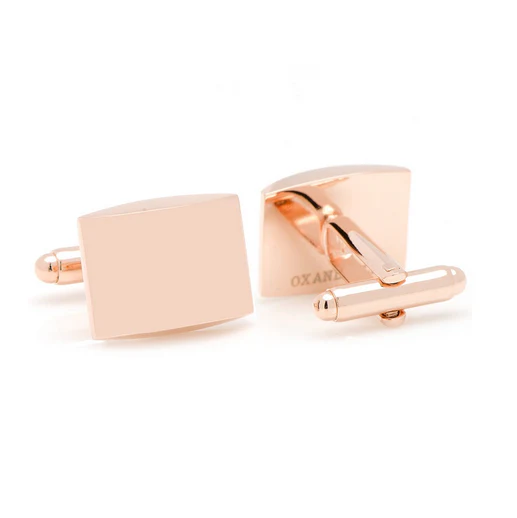 Men’s Cufflinks- Curved Stainless Steel Rectangles with Rose Gold Plating - Image 3