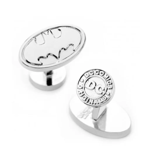 Men’s Cufflinks- DC Comics Licensed Silver Plated Batman Logo - Image 2