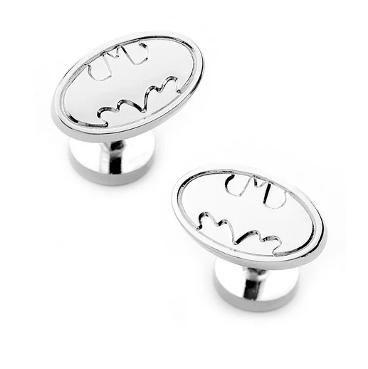 Men’s Cufflinks- DC Comics Licensed Silver Plated Batman Logo - Image 3