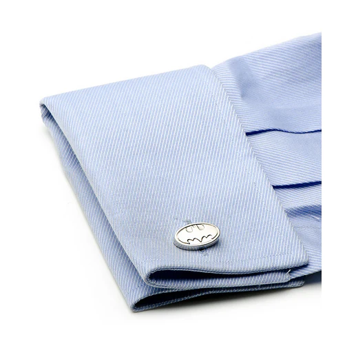 Men’s Cufflinks- DC Comics Licensed Silver Plated Batman Logo - Image 4