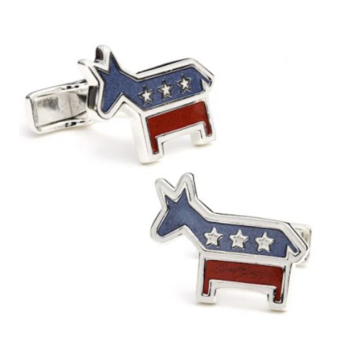 Men’s Cufflinks- Sterling Silver Democratic Donkeys (Red/White/Blue Enamel) - Image 3