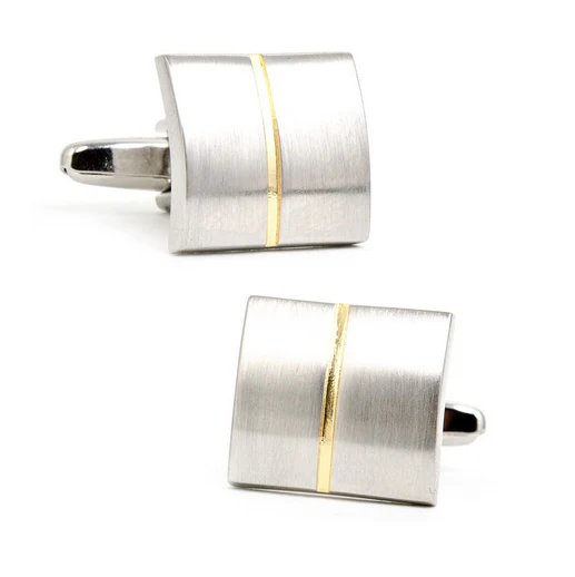 Men’s Cufflinks- Divided Two-Tone (Gold Plated and Rhodium Plated) Rectangles - Image 2