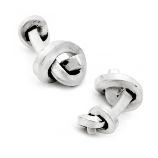 Men’s Cufflinks- Double-sided Antique Style Silver Plated Rail Knots - Image 2
