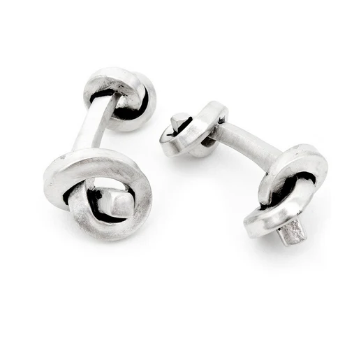 Men’s Cufflinks- Double-sided Antique Style Silver Plated Rail Knots - Image 3