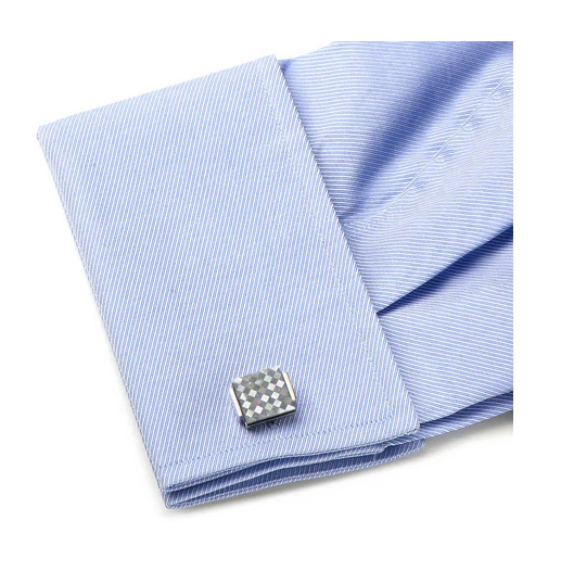Men’s Cufflinks- Floating Lapis and Mother of Pearl Checkered Design - Image 4