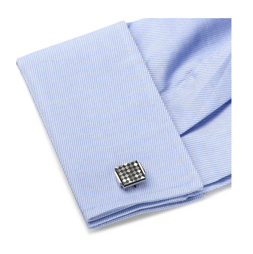 Men’s Cufflinks- Floating Onyx and Mother of Pearl Checkered Design - Image 4