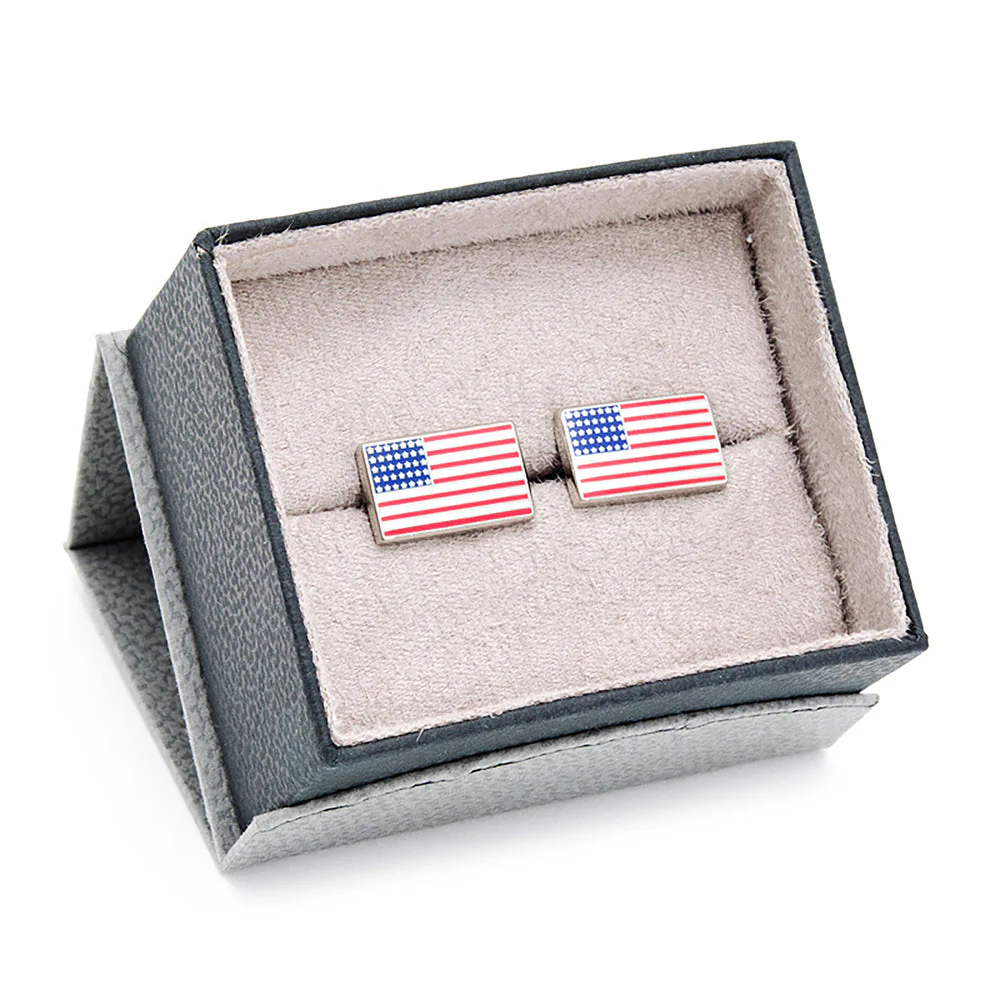 Men’s Cufflinks- Silver Plated American Flag - Image 3