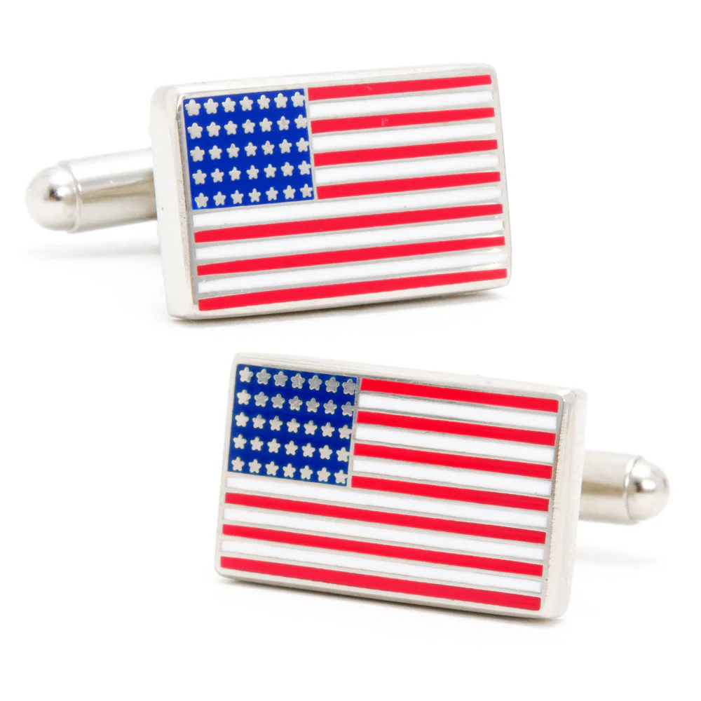 Men’s Cufflinks- Silver Plated American Flag - Image 4