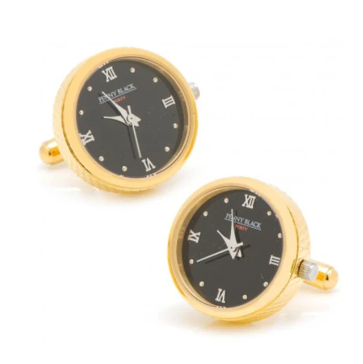 Men’s Cufflinks- Stainless Steel Functional Watch (Yellow Gold Plating) - Image 2
