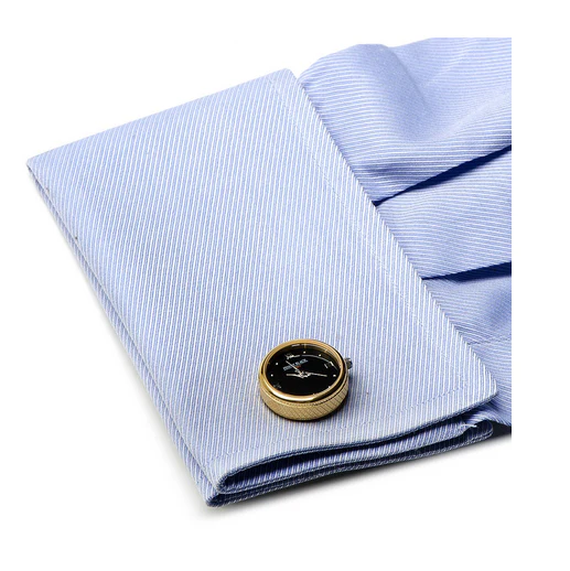 Men’s Cufflinks- Stainless Steel Functional Watch (Yellow Gold Plating) - Image 4