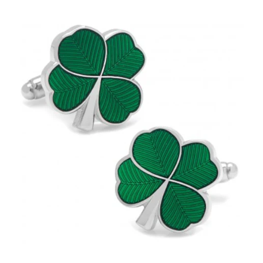 Men’s Cufflinks- Lucky Green Enamel Clovers - Image 2