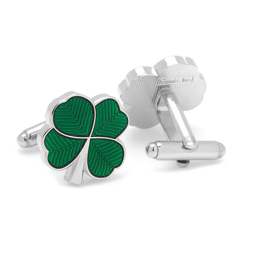 Men’s Cufflinks- Lucky Green Enamel Clovers - Image 3