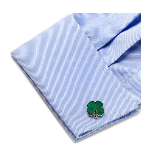 Men’s Cufflinks- Lucky Green Enamel Clovers - Image 4