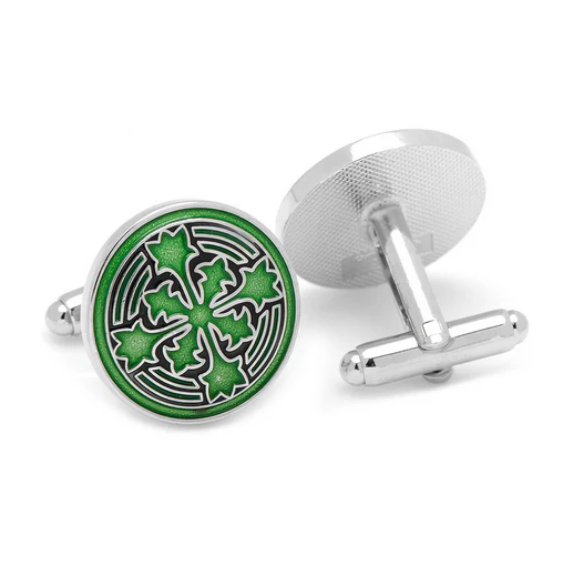 Men’s Cufflinks- Green Enameled Firenze Petal - Image 3