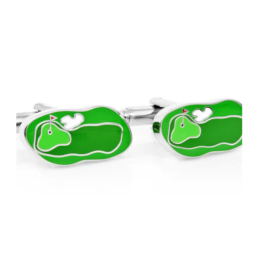 Men’s Cufflinks- Green Golf Course Design - Image 3