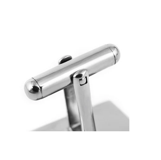 Men’s Cufflinks- Silver Plated Grey Catseye Checkered Design - Image 3