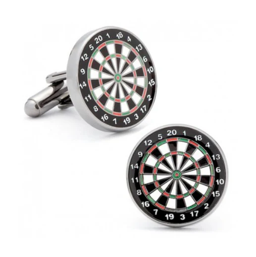 Men’s Cufflinks- Gunmetal and Enamel Dart Boards - Image 2