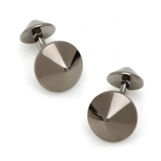 Men’s Cufflinks- Gunmetal Plated Sterling Silver Double Spikes - Image 2