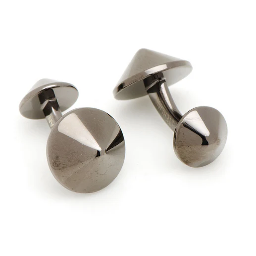 Men’s Cufflinks- Gunmetal Plated Sterling Silver Double Spikes - Image 3
