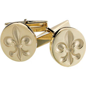 Men’s Cufflinks- Heavy Fleur-De-Lis Designed Ovals - Image 2