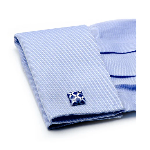 Men’s Cufflinks- Impactful Diamond-Pattern Lapis, Onyx and Mother of Pearl - Image 3