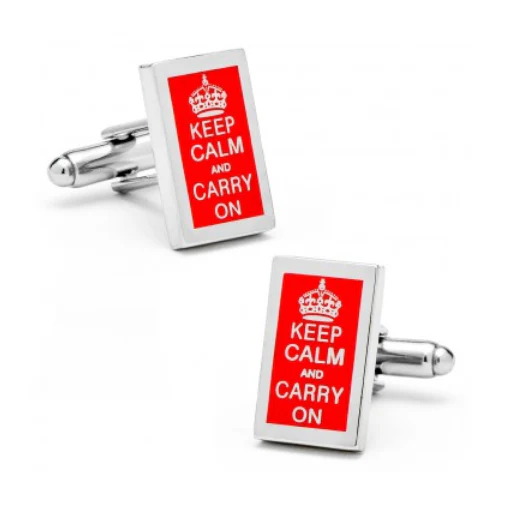 Men’s Cufflinks- "Keep Calm and Carry On" Rectangles - Image 2