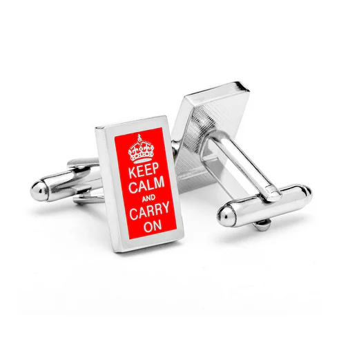 Men’s Cufflinks- "Keep Calm and Carry On" Rectangles - Image 3