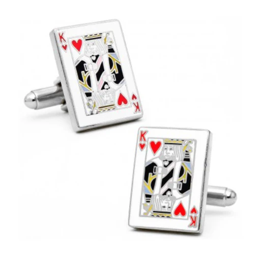 Men’s Cufflinks- King of Hearts Enameled Cardshark Design - Image 2