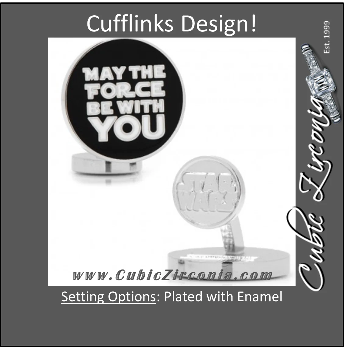 Men’s Cufflinks- "May the Force Be With You" (Licensed Star Wars ®)