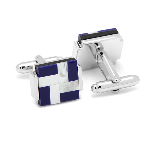 Men’s Cufflinks- Mother of Pearl and Lapis Windmill Square - Image 2