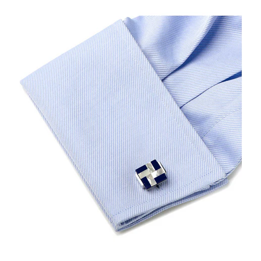 Men’s Cufflinks- Mother of Pearl and Lapis Windmill Square - Image 3