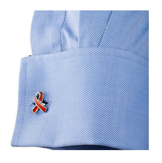 Men’s Cufflinks- Orange Enamel Ribbon Leukemia Awareness (100% Proceeds Donated) - Image 3
